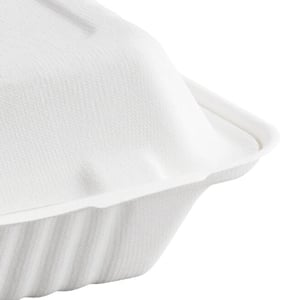 EcoChoice 8" x 8" x 3" Compostable Sugarcane Bagasse 1-Compartment Take-Out Box - Case of 200