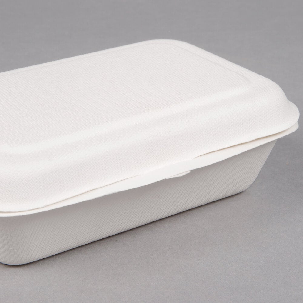 EcoChoice 6 1/2" x 4" x 2" Compostable White Plant Fiber Take-Out Container