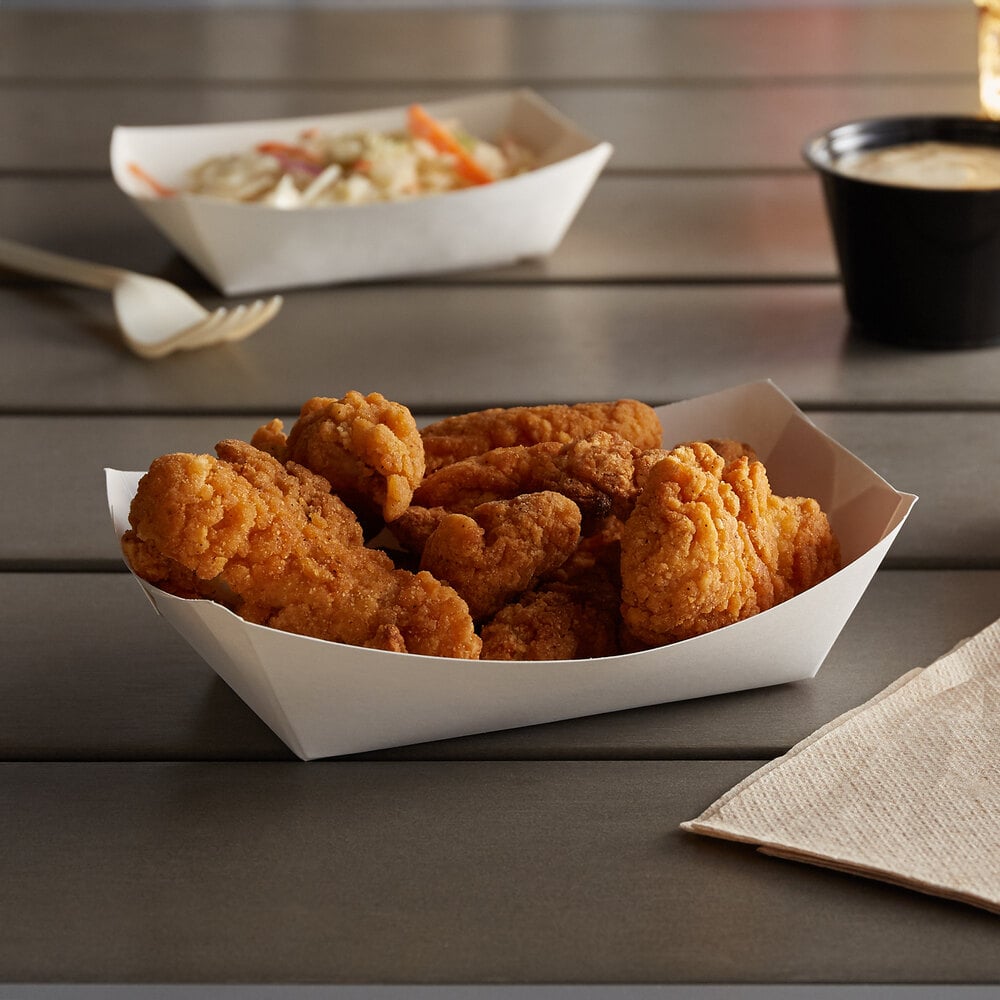 Premium White Paper Food Tray, 1 lb. Capacity – Ideal for Snacks & Sides, 1,000/Case