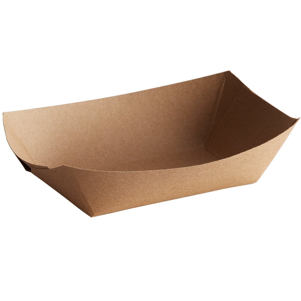 Eco-Friendly 2 lb. Natural Kraft Paper Food Tray - 1,000/Case, Compostable & Microwavable