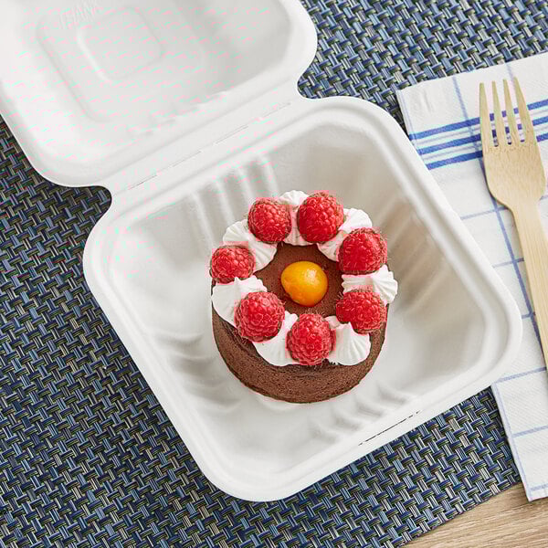 EcoChoice 5" x 5" x 3" Compostable Sugarcane Bagasse Take-Out Container Case