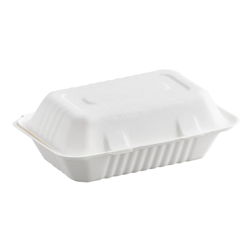 EcoChoice 9" x 6" x 3" Biodegradable Sugarcane Bagasse 1-Compartment Take-Out Container Case