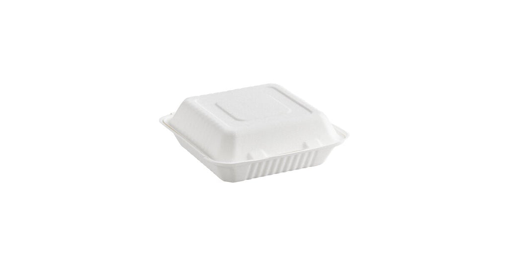 EcoChoice 9" x 9" x 3" Compostable White Plant Fiber Take-Out Box