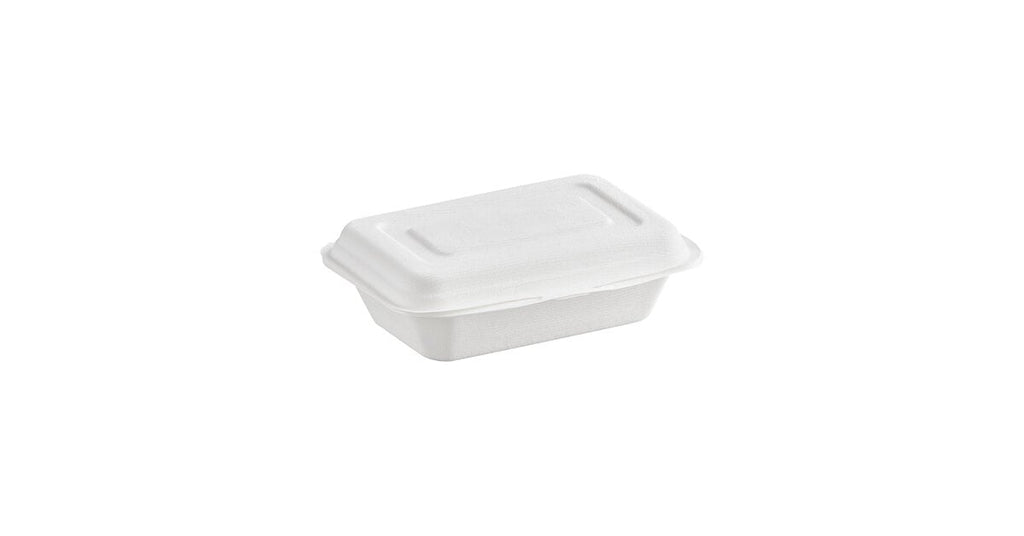 EcoChoice 6 1/2" x 4" x 2" Compostable White Plant Fiber Take-Out Container