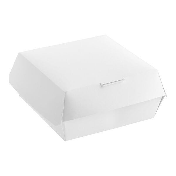 Premium White Paper Clamshell Take-Out Containers 6"x6"x3" - 200 Count Case