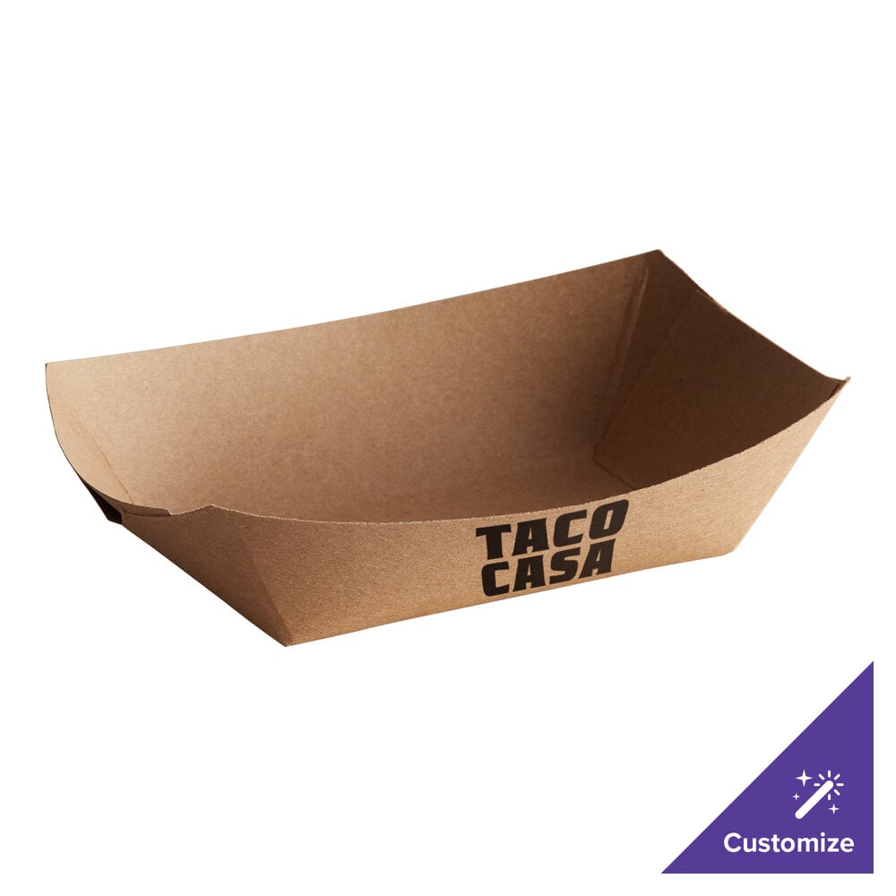 Eco-Friendly 2 lb. Natural Kraft Paper Food Tray - 1,000/Case, Compostable & Microwavable