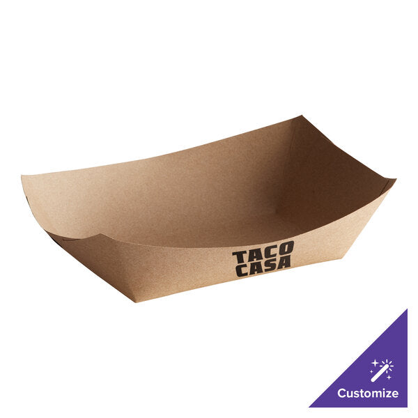 Eco-Kraft 3 lb. Natural Customizable Paper Food Tray - 500/Case