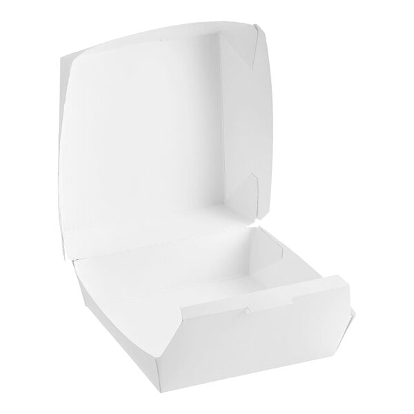 Premium White Paper Clamshell Take-Out Containers 6"x6"x3" - 200 Count Case
