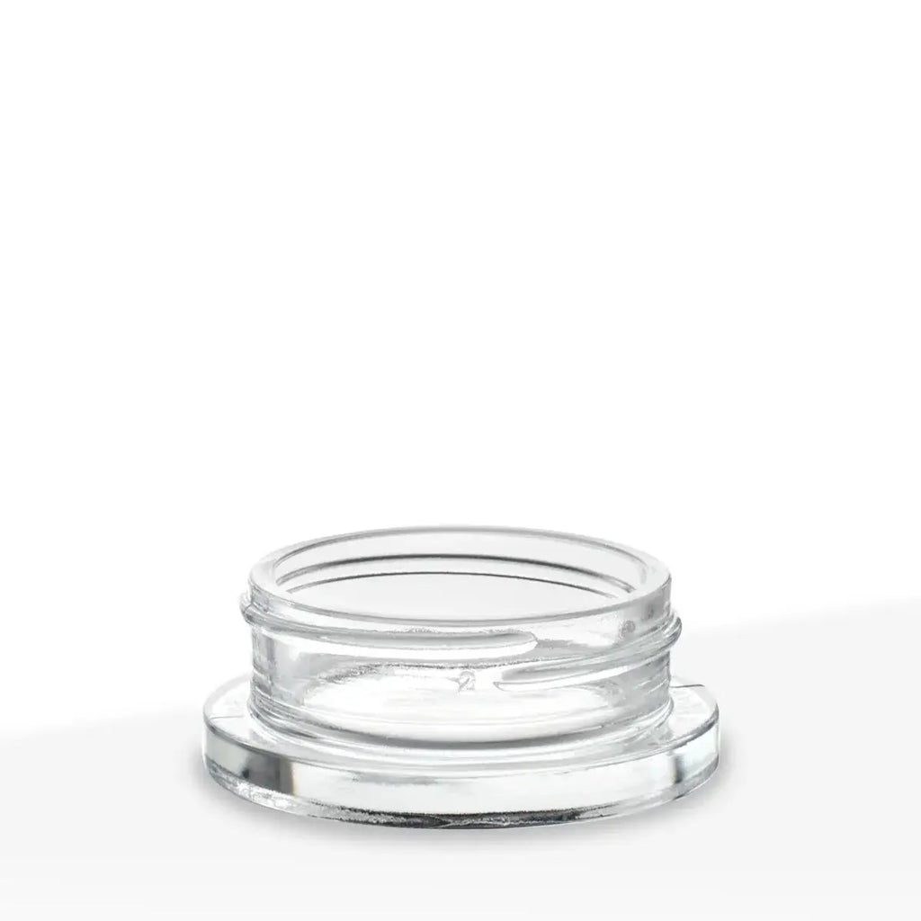 15ml child-resistant glass jar with lid, ideal for concentrates and cosmetics packaging, featuring a premium clear design.