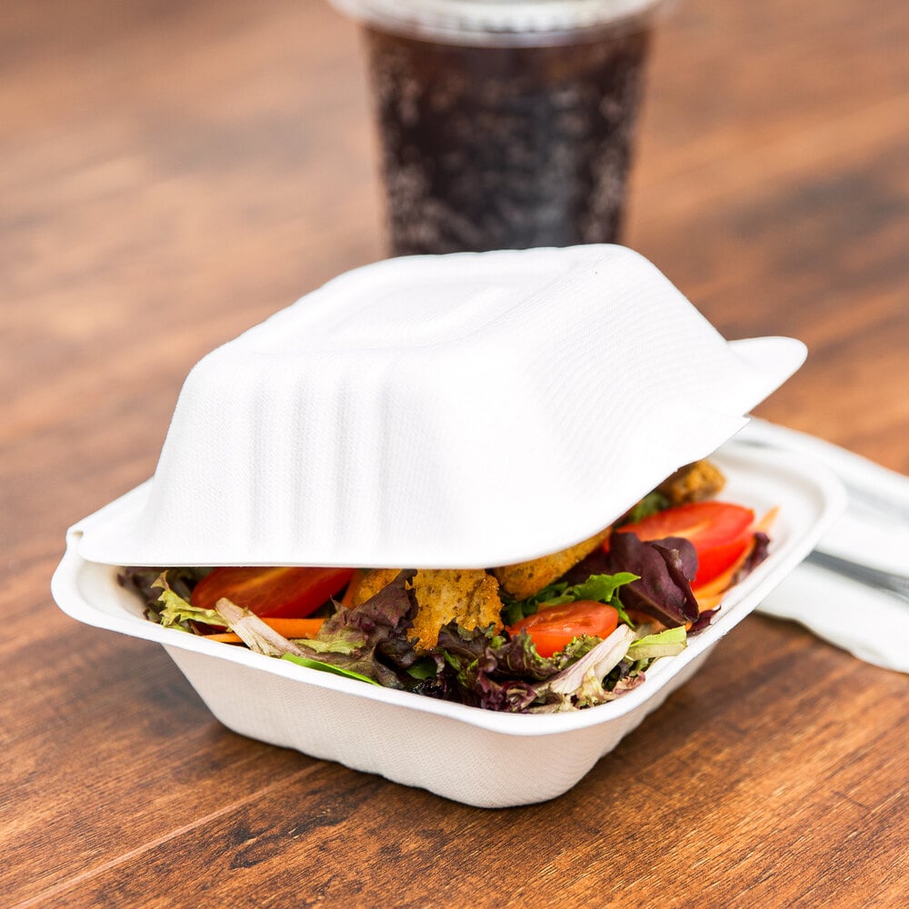 EcoChoice 5" x 5" x 3" Compostable Sugarcane Bagasse Take-Out Container Case