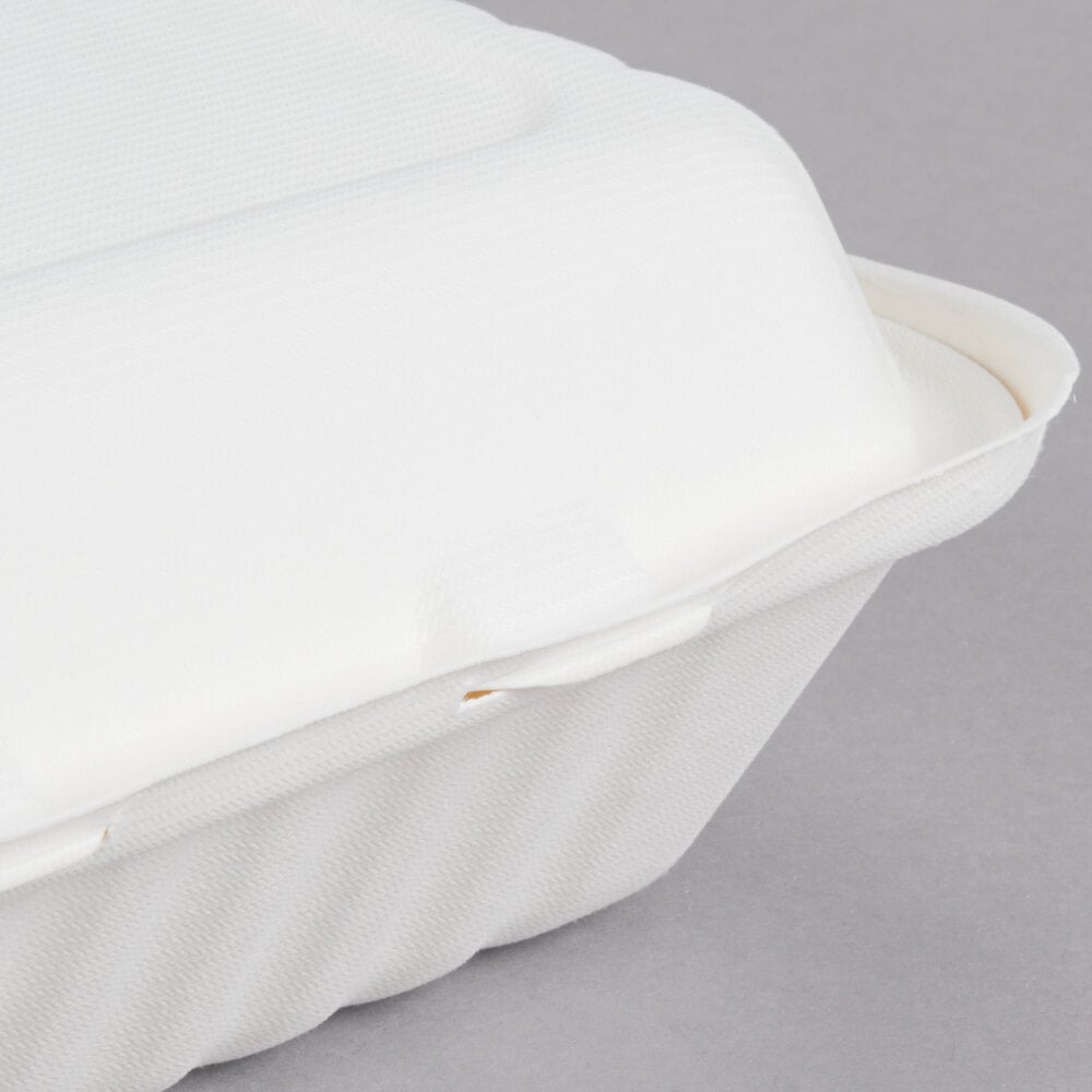 EcoChoice 9" x 6" x 3" Biodegradable Sugarcane Bagasse 1-Compartment Take-Out Container Case