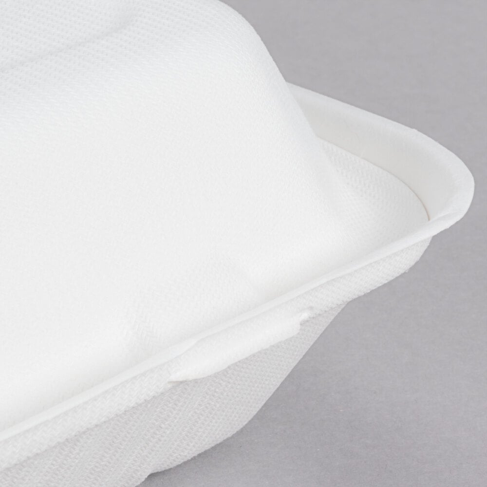 EcoChoice 9" x 9" x 3" Compostable White Plant Fiber Take-Out Box