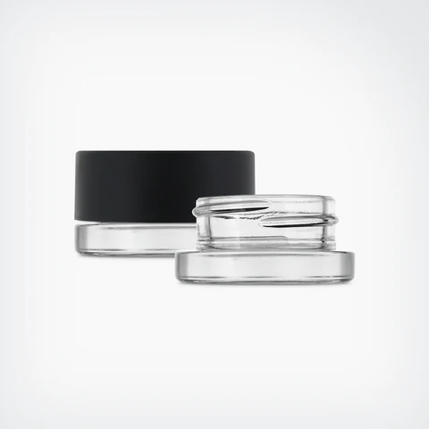 5 mL Round Clear Bottom Glass Concentrate Jar w/Black Child-Resistant Lid (250 Count Box)