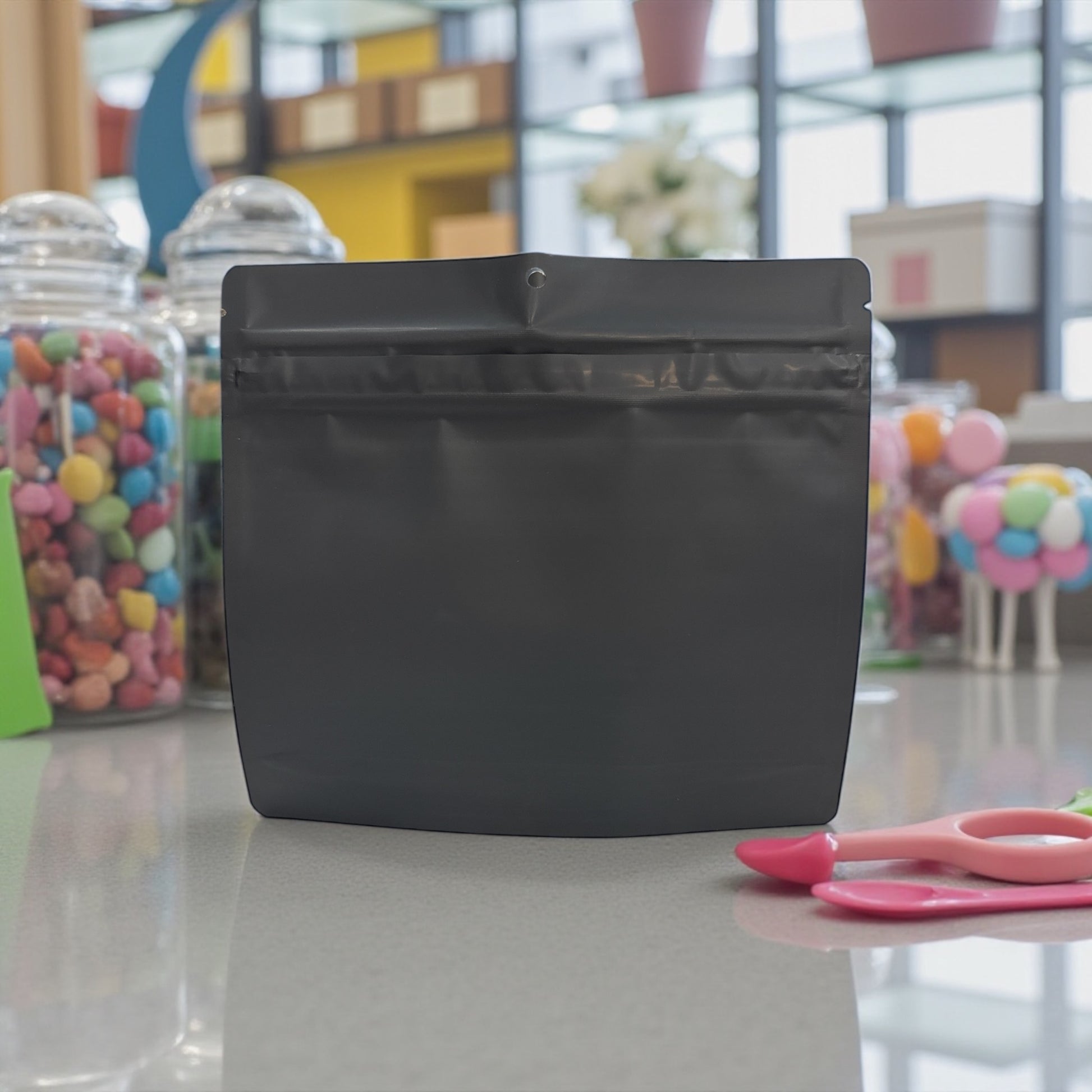 1 Ounce Matte Black/White Mylar Bags - (100 qty.)