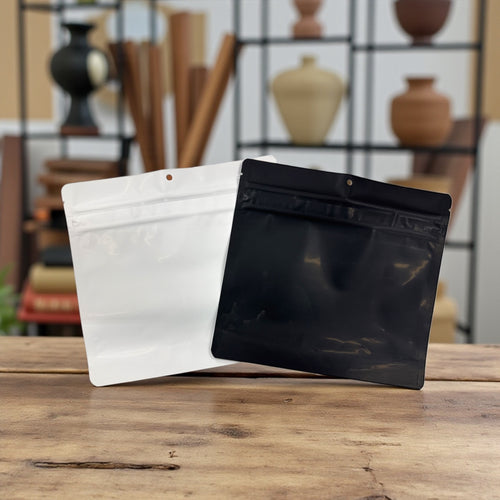 1 Ounce Matte Black/White Mylar Bags - (100 qty.)