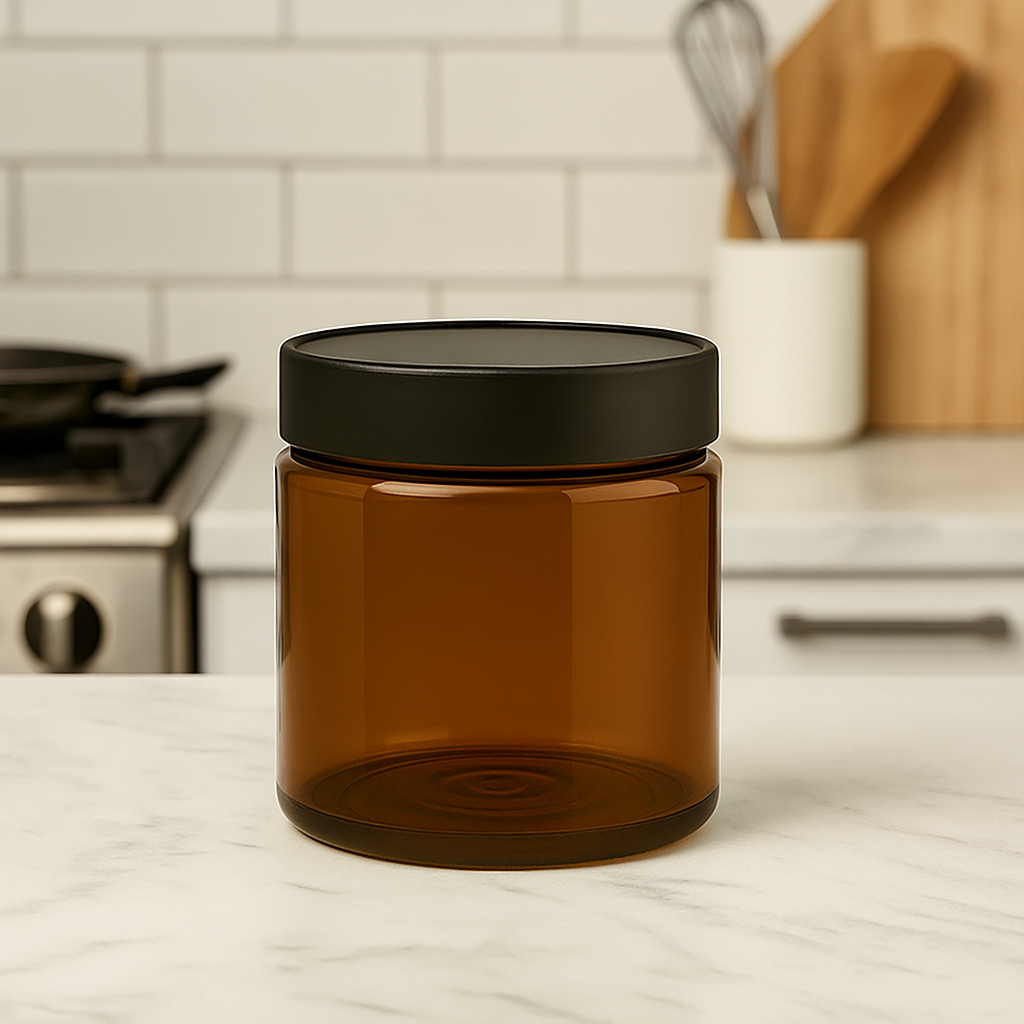 Classic Straight Sided Amber PET Jar with Child Resistant Cap