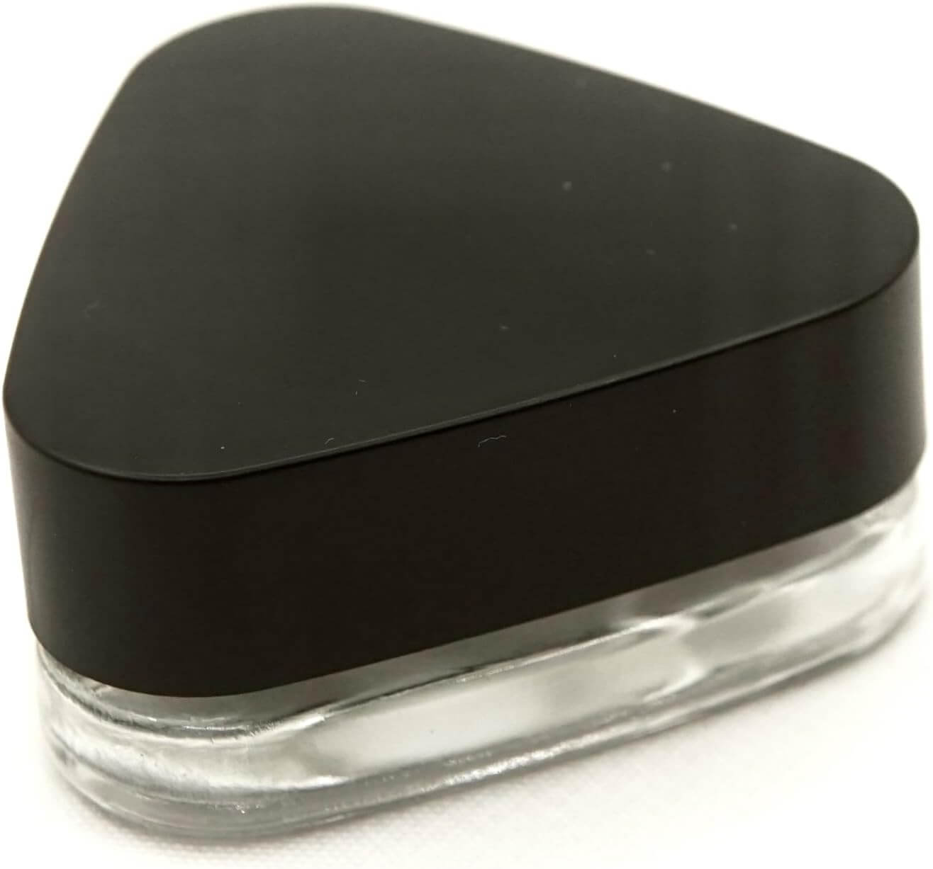 Child-resistant 9ml triangle glass jar with black lid for concentrates and wax packaging.